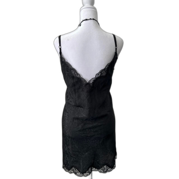 Vintage Victoria Secret black lace slip dress floral jacquard - Picture 3 of 8